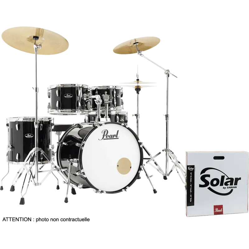 Pearl Roadshow fusion 20" Jet Black avec pack Sabian Solar 3 cymbales + pied perche