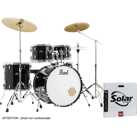 Batterie Pearl Roadshow+ Rock 22" 5 fûts - Jet Black + B-50 + Pack Sabian Solar 3 cymbales