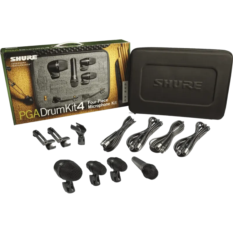 Micro Instruments SHURE PGADRUMKIT4 - Mallette 4 micros PGA52 / 56x2 / 57 + accessoires pinces et câbles