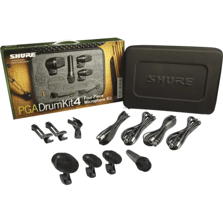 Micro Instruments SHURE PGADRUMKIT4 - Mallette 4 micros PGA52 / 56x2 / 57 + accessoires pinces et câbles