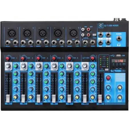 OQAN Q-7 USB MIXERTable de mixage 5 canaux avec lecteur MP3 USB/ Bluetooth.