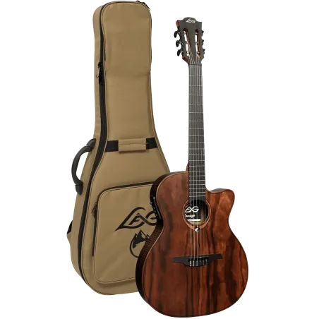 Guitare LÂG - SAUVAGE-N-ASCE Folk Nylon Auditorium Slim Pan-Coupé Électro
