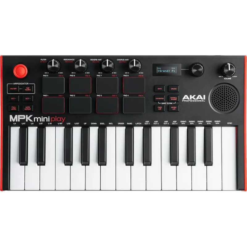 Clavier maître Akai AKAI PROFESSIONAL - MPKMINIPLAYMK3 Mini touches - USB 25 mini notes, 128 sons, 8 pads, écran OLED, HP