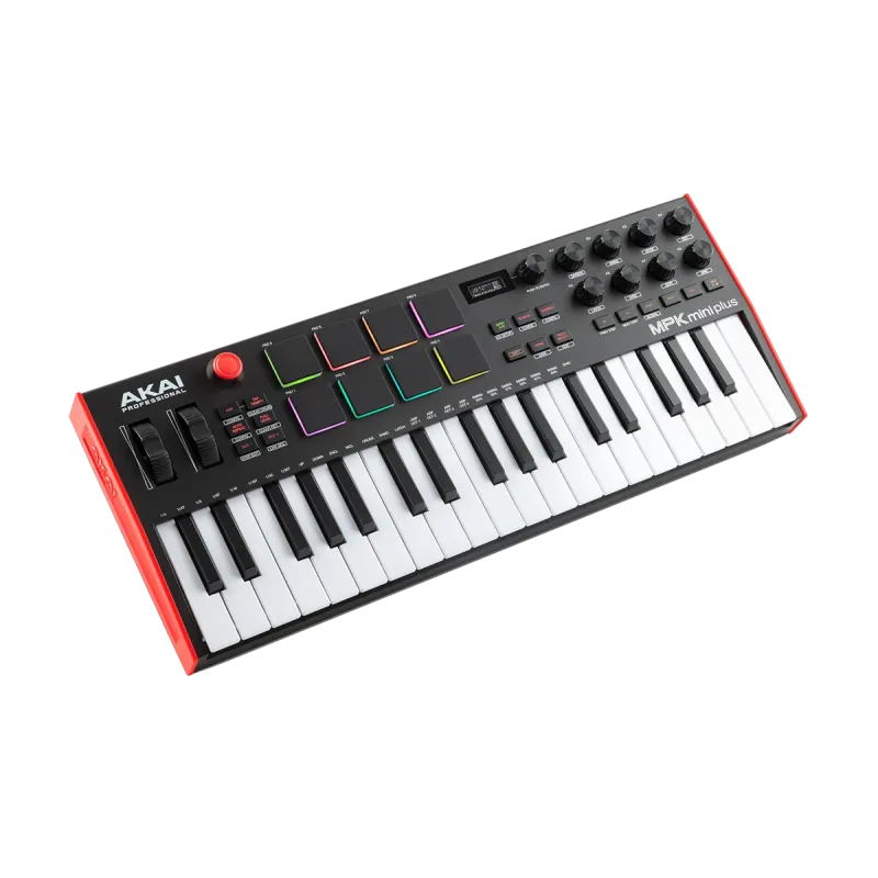 Clavier maître AKAI PROFESSIONAL - MPKMINIPLUS   Mini touches - 37 mini-notes, 8 pads RVB, 8 encodeurs