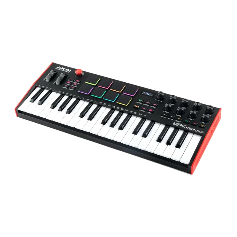 Clavier maître AKAI PROFESSIONAL - MPKMINIPLUS   Mini touches - 37 mini-notes, 8 pads RVB, 8 encodeurs