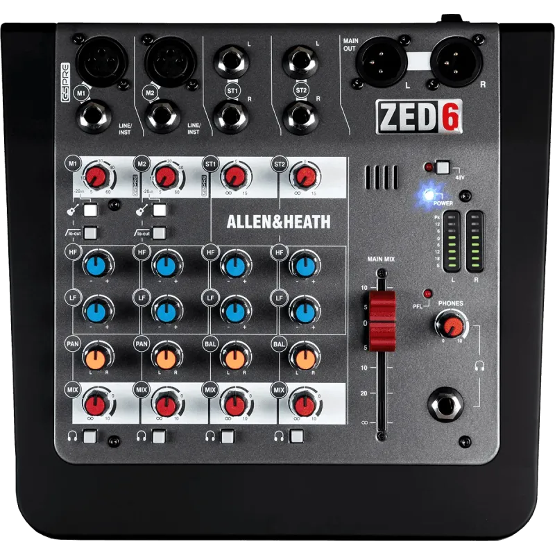 Table de mixage ALLEN & HEATH - ZED-6  GSPre - 2 in mono, 2 stéréo