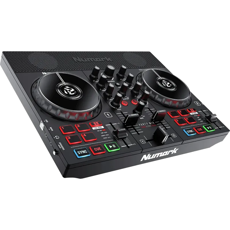 NUMARK - PARTYMIXLIVE 2 voies, 8 pads, carte son, lumières, moniteurs