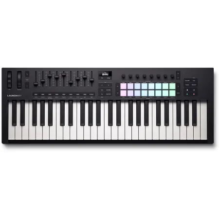 NOVATION - RNO LAUNCHKEY-49-MK4  - Clavier maitre 49 touches, 16 pads, 8 encodeurs, 9 faders, écran OLED
