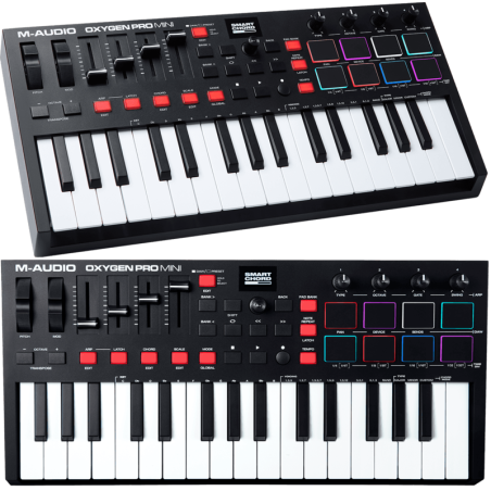 Clavier maître M-Audio OXYGENPROMINI   USB MIDI 32 mini notes 8 pads RVB